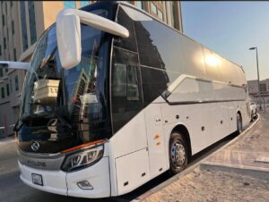 right side view of 53 seater luxury bus